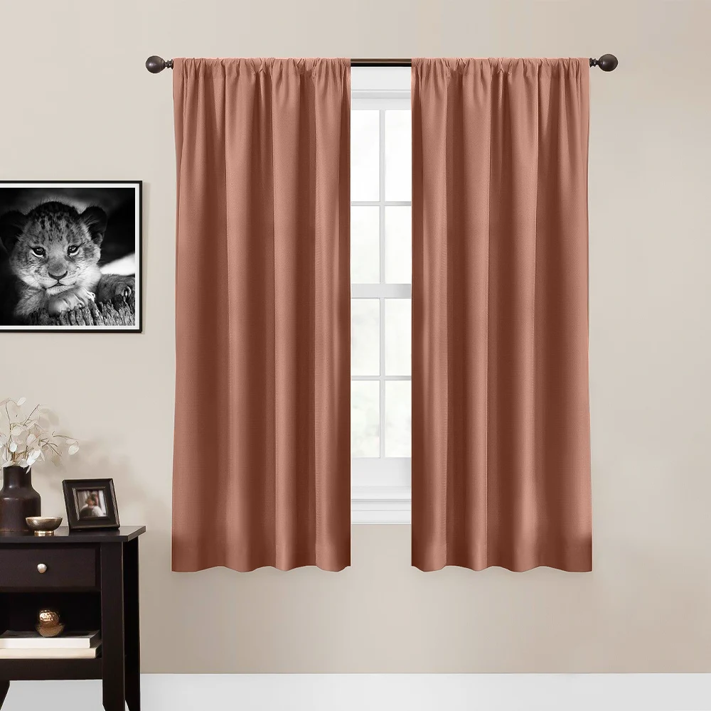 Dusty pink color curtains for cream walls