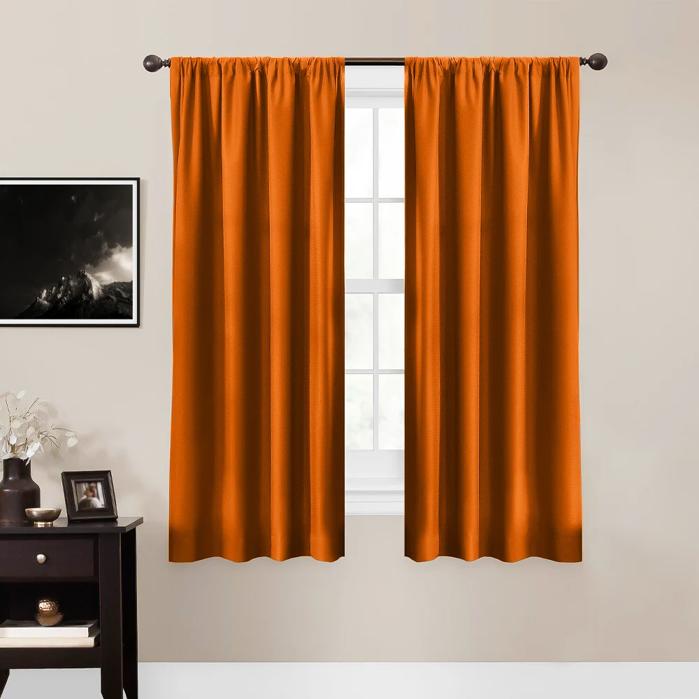 Rust orange color curtains for cream walls