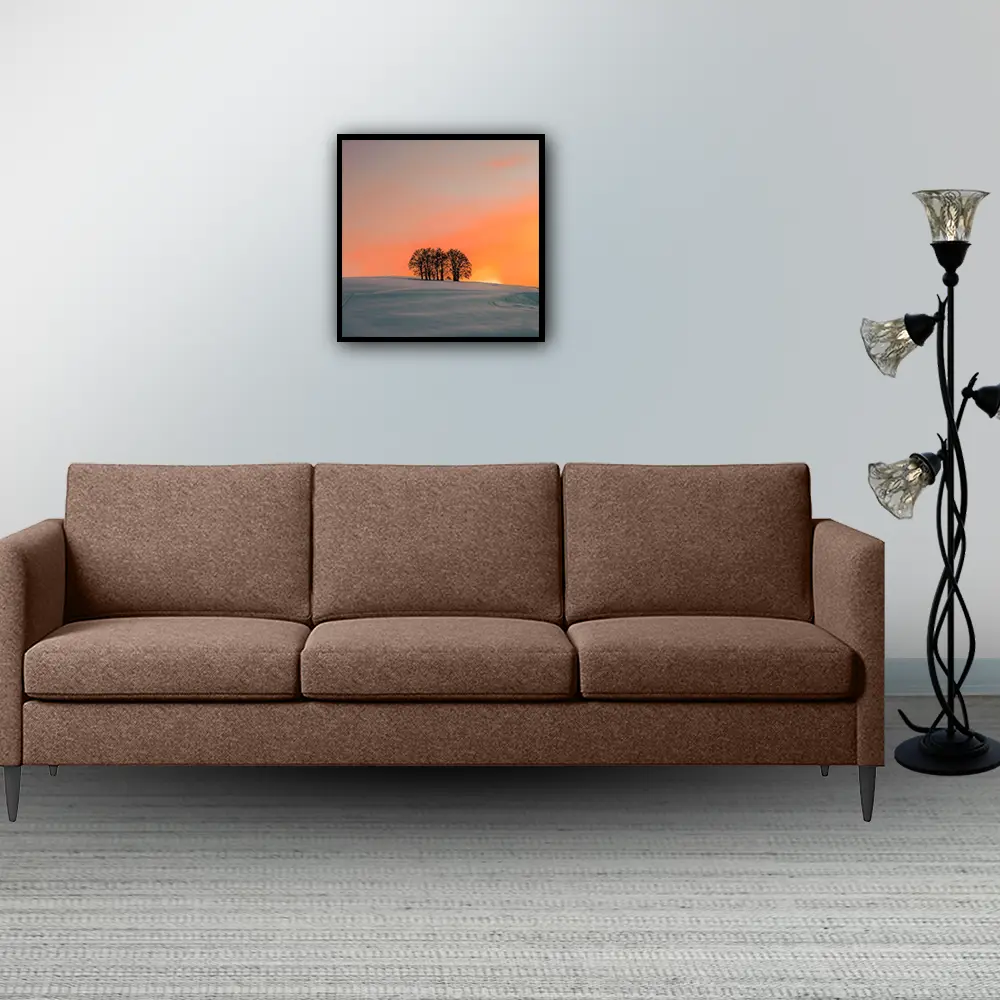 Brown Couch & gray wall