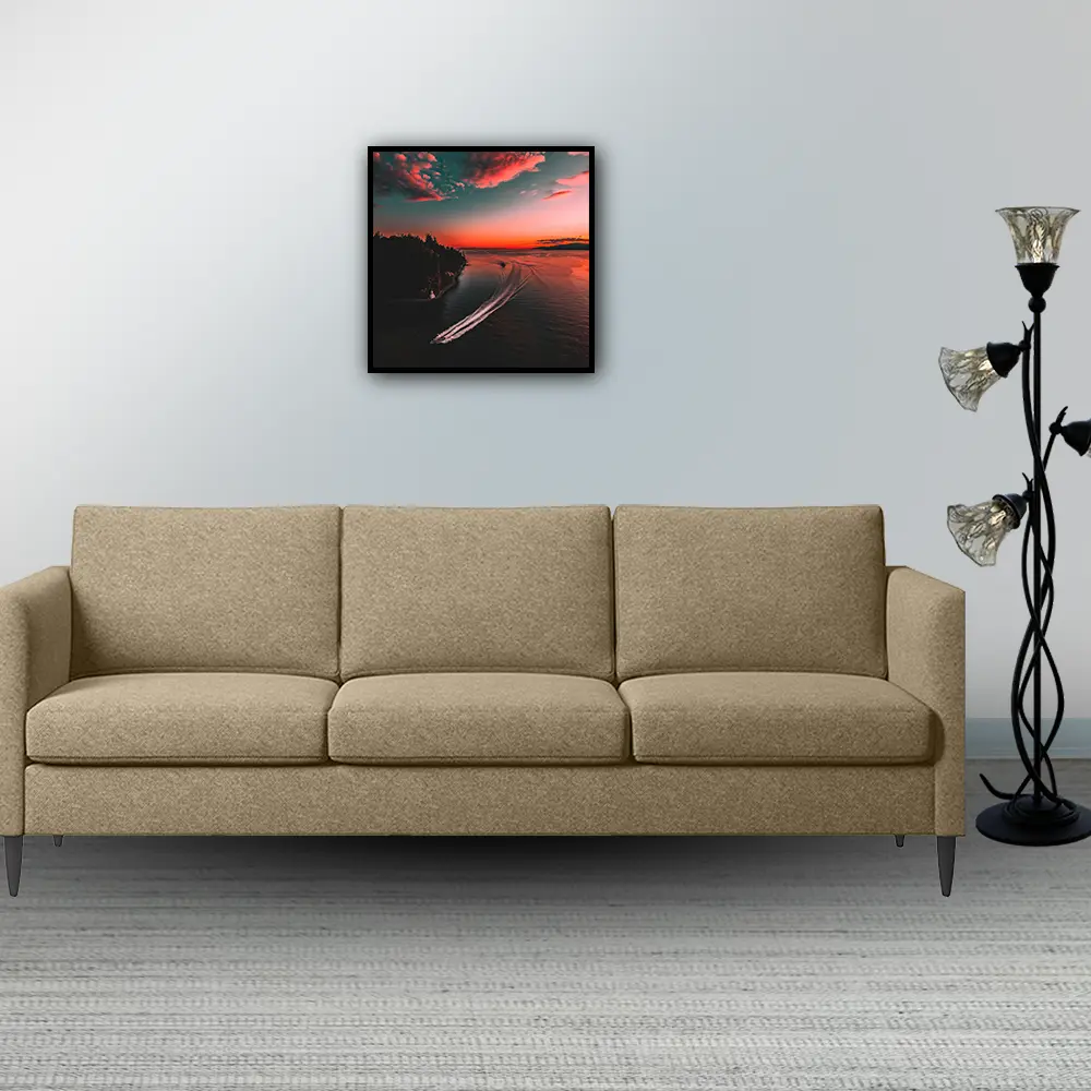 Khaki Couch & gray wall