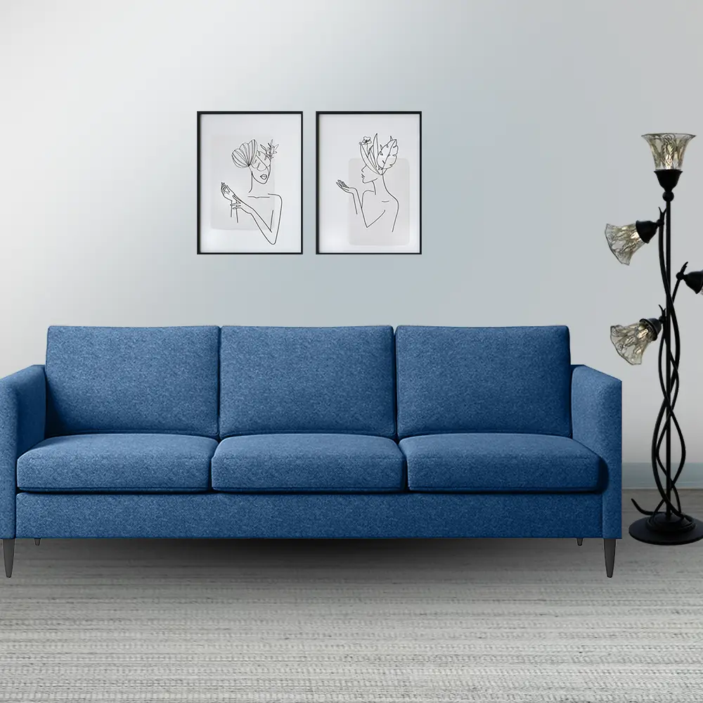 Navy Blue Couch & gray wall