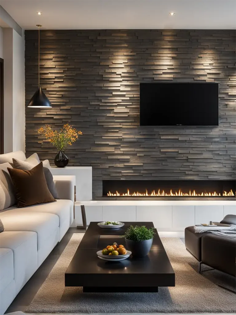 Accent wall with stacked stone