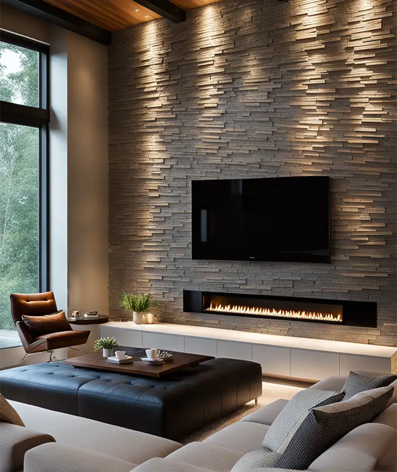 Accent wall with stacked stone