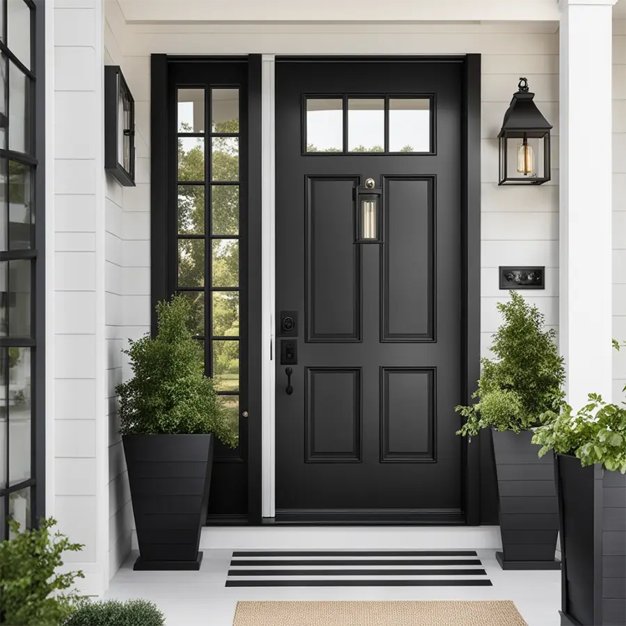 Black Front Door With Glass Inserts