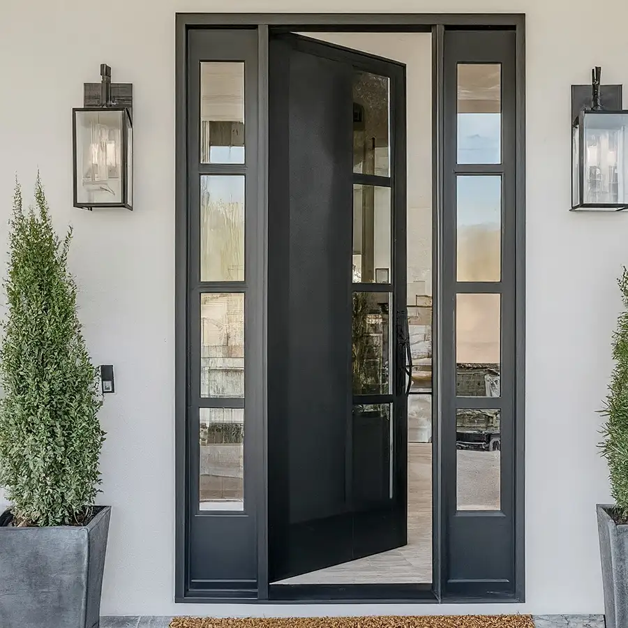 Black Front Door With Glass Inserts