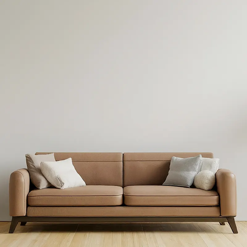 Brown Couch and White Walls