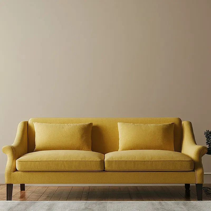 Canary Yellow Couch for Beige Wall