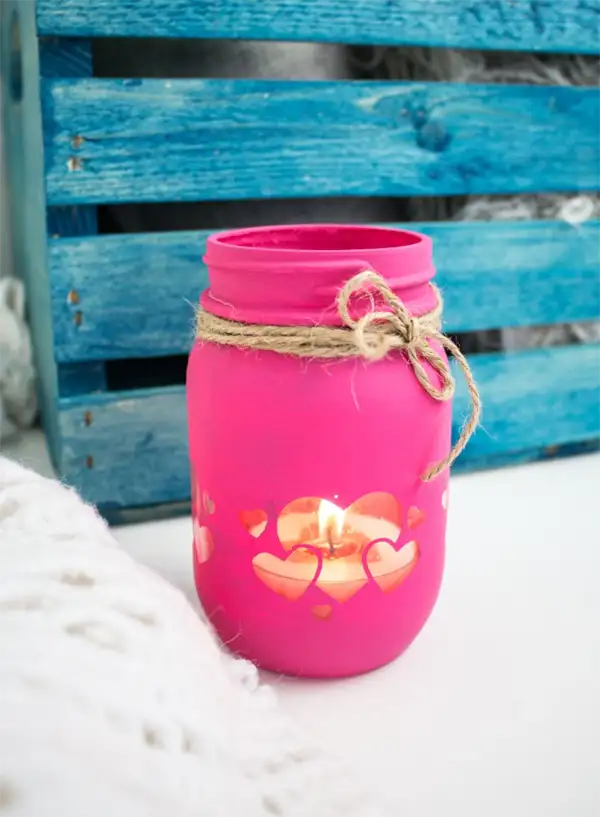 DIY Valentine’s Day Mason Jar Cricut Lantern