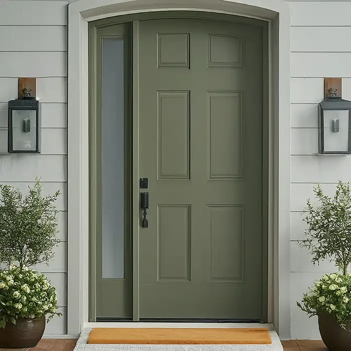 Earthy Green Door for Gray House