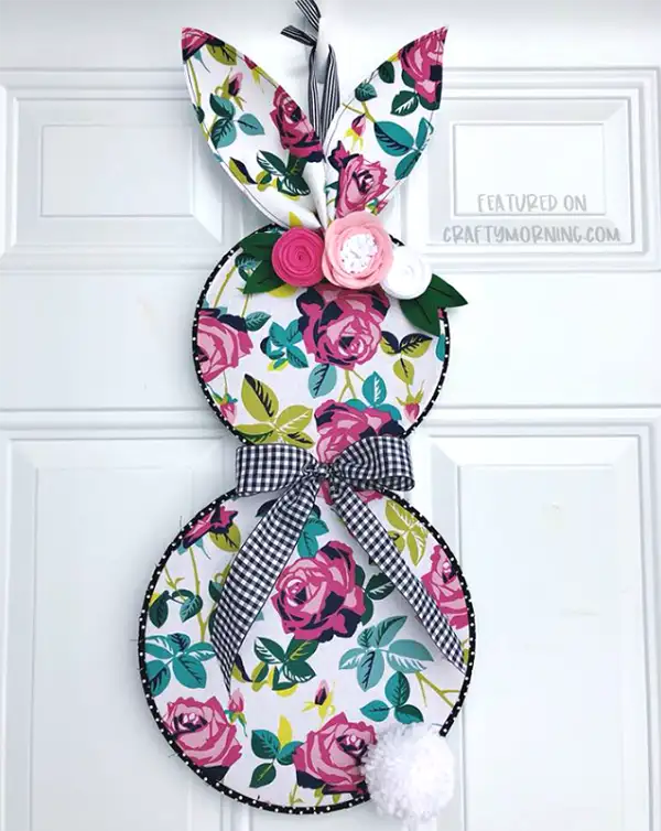 Embroidery Hoop Bunny Door Hanger