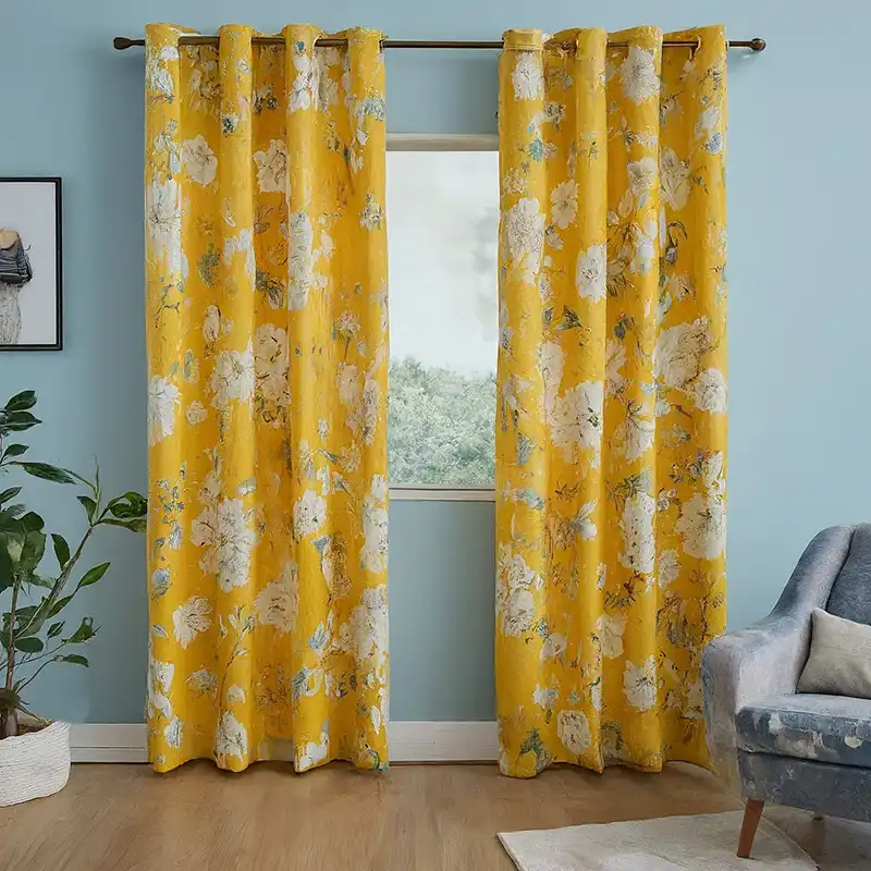 Floral Yellow Curtains
