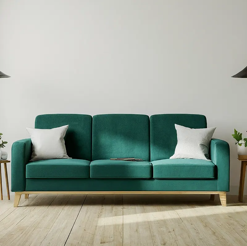 Hunter Green Couch and White Walls