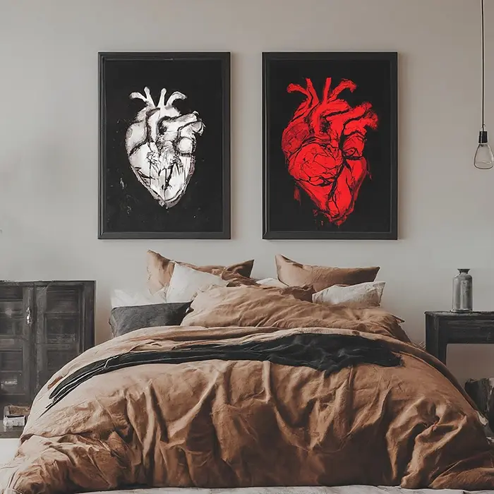Macabre Wall Art Like Anatomical Hearts or Horror Movie Posters