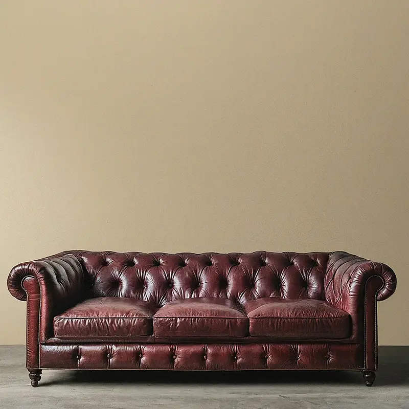 Mahogany Couch for Beige Wall