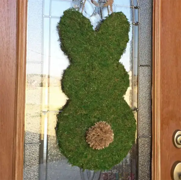 Moss Covered Bunny Door Hanger