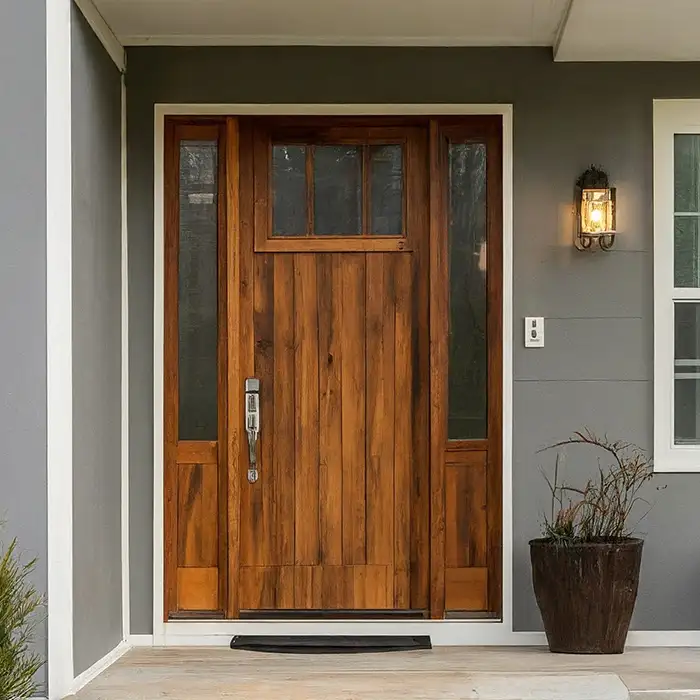 Natural Wood Door for Gray House