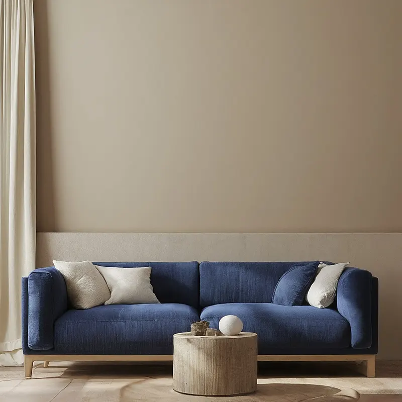 Navy Blue Couch for Beige Wall