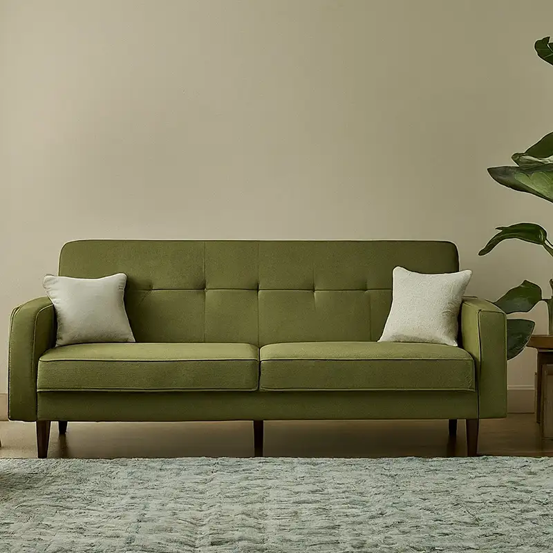 Olive Green Couch for Tan Walls