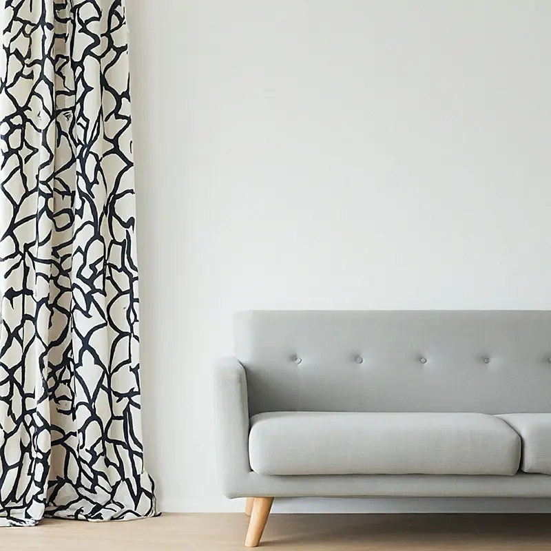 Patterned Black and White Curtains