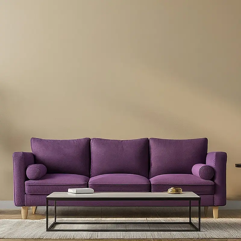 Purple Couch for Beige Wall