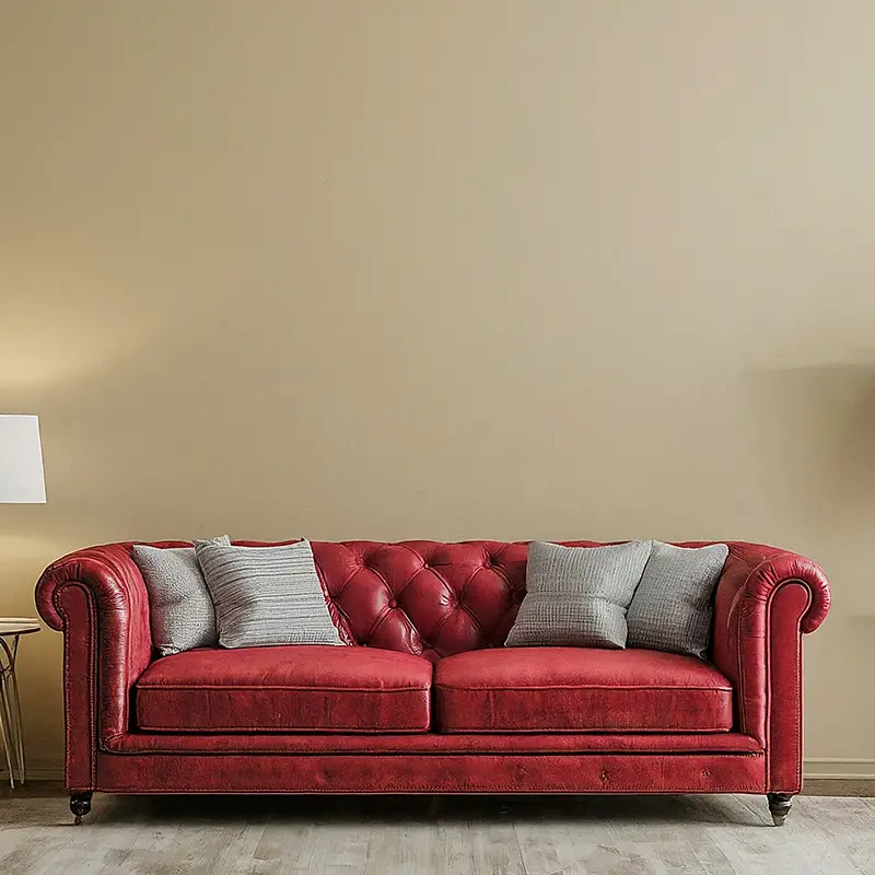 Red Couch for Beige Wall