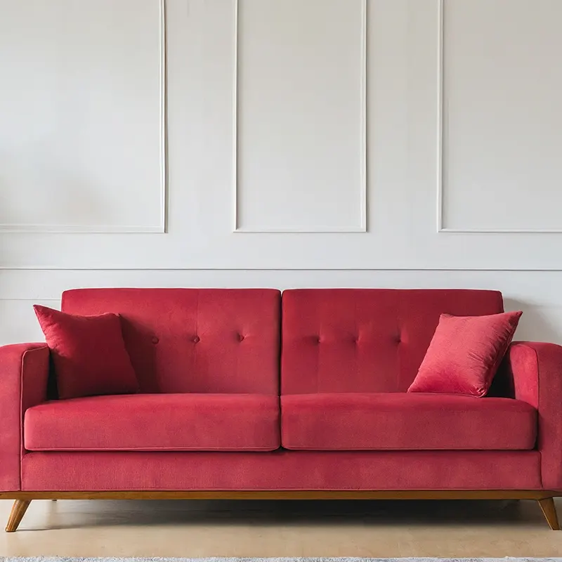 Red Couch and White Walls