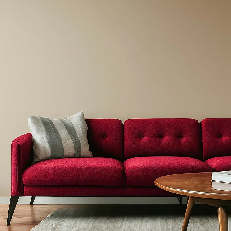 Red Couch for Tan Walls