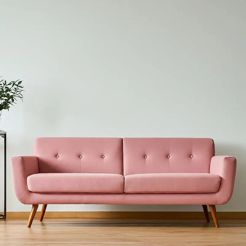 Soft Pink Couch and White Walls