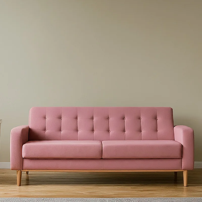 Soft Pink Couch for Tan Walls