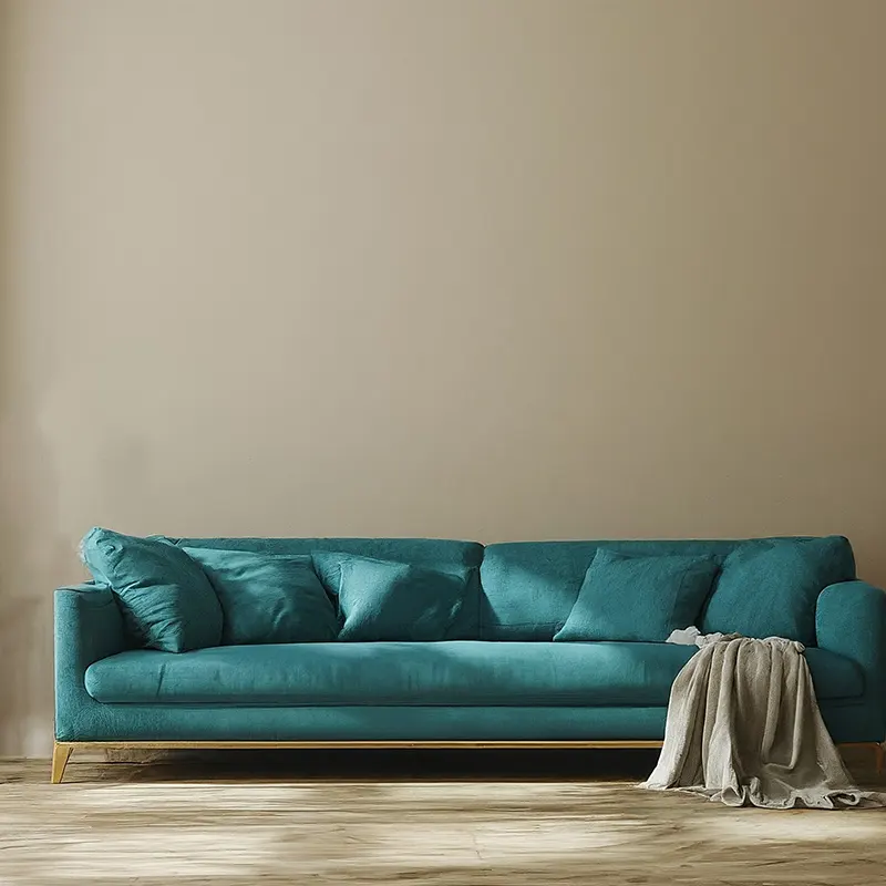 Teal Couch for Beige Wall