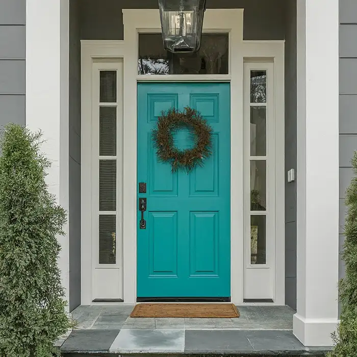 Turquoise Door for Gray House