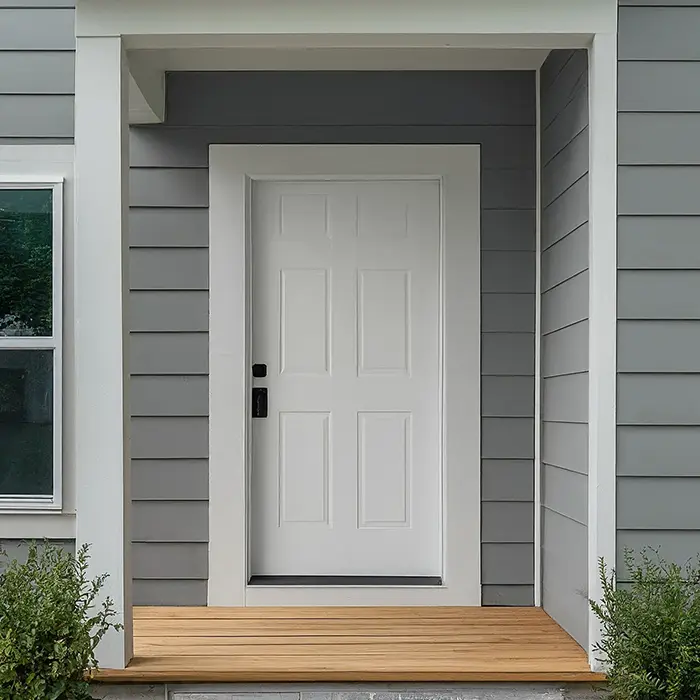 Ultra Pure White Front Door for Gray House