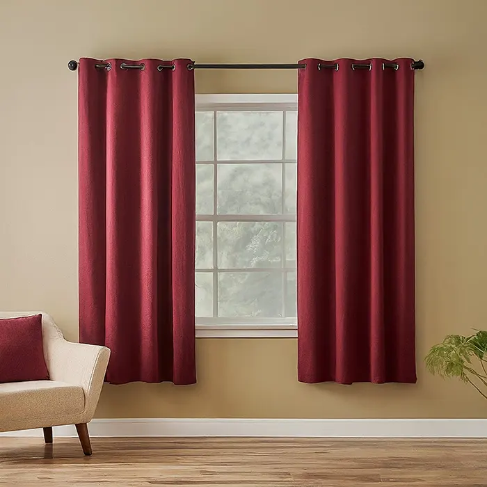 Burgundy Curtains for Tan Walls