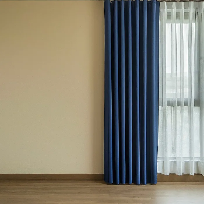 Navy Blue Curtains for Tan Walls