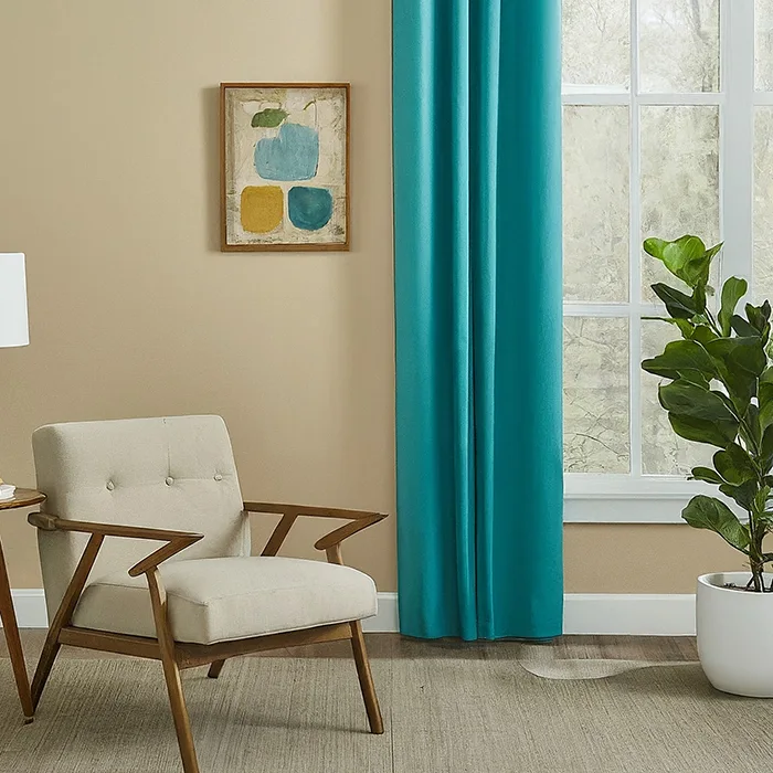 Turquoise Curtains for Tan Walls