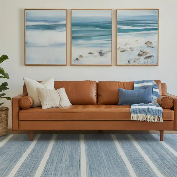 living room with Brown Couch