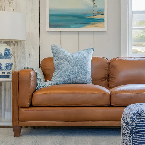 living room with Brown Couch