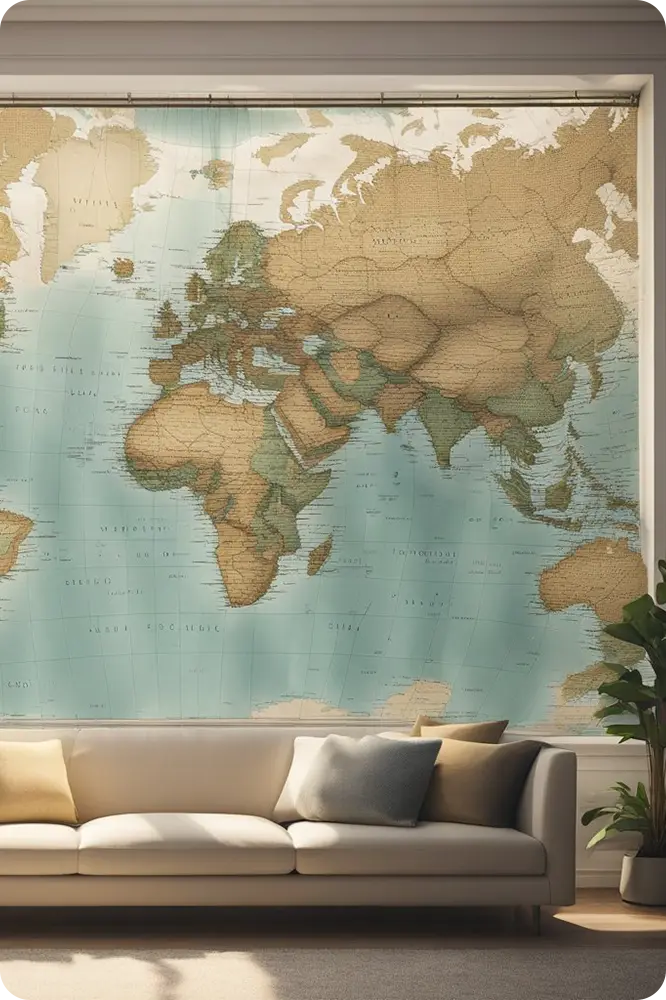 Vintage Map Curtain