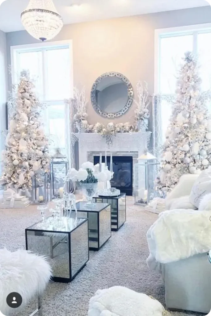 White Christmas Living Room Decor Ideas