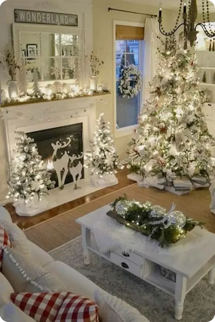 White Christmas Living Room Decor Ideas