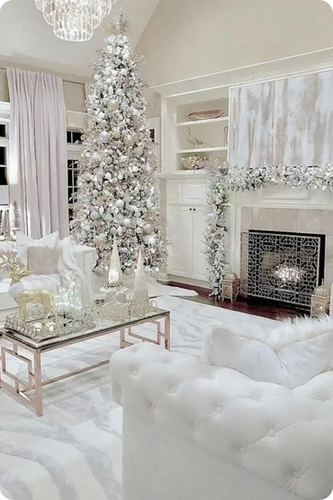 White Christmas Living Room Decor Ideas