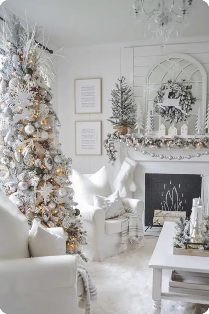 White Christmas Living Room Decor Ideas