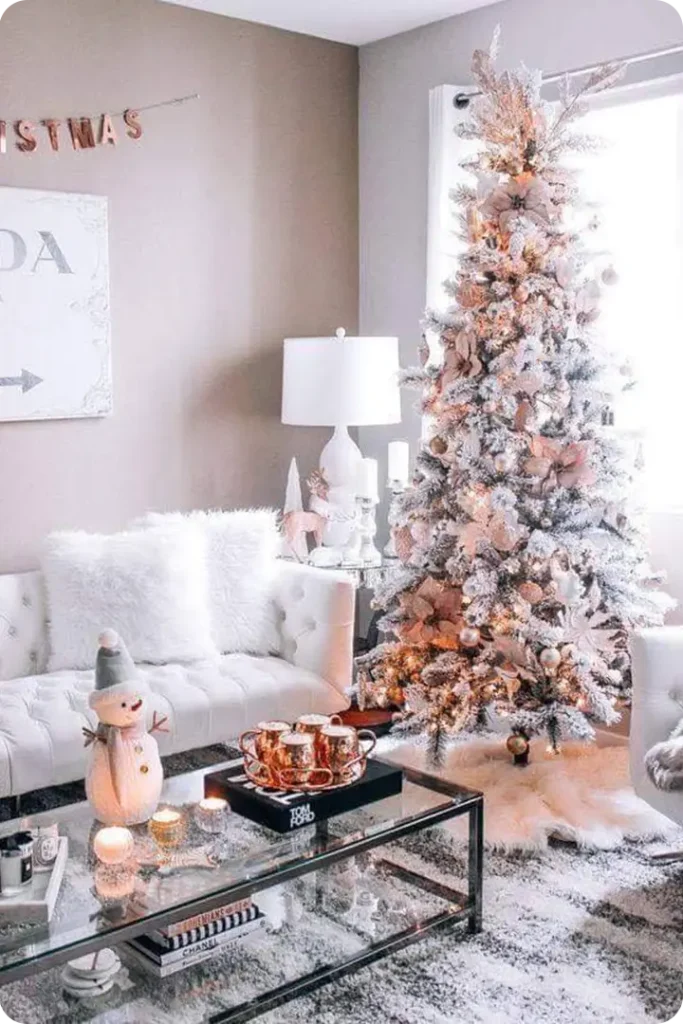 White Christmas Living Room Decor Ideas