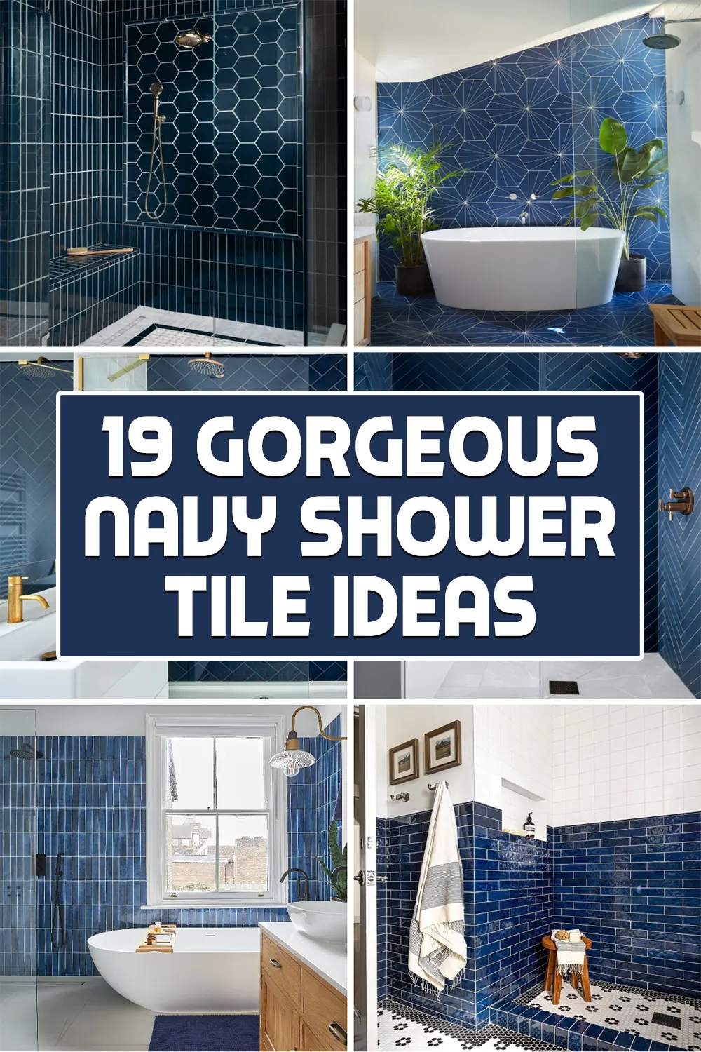 Navy Shower Tile Ideas