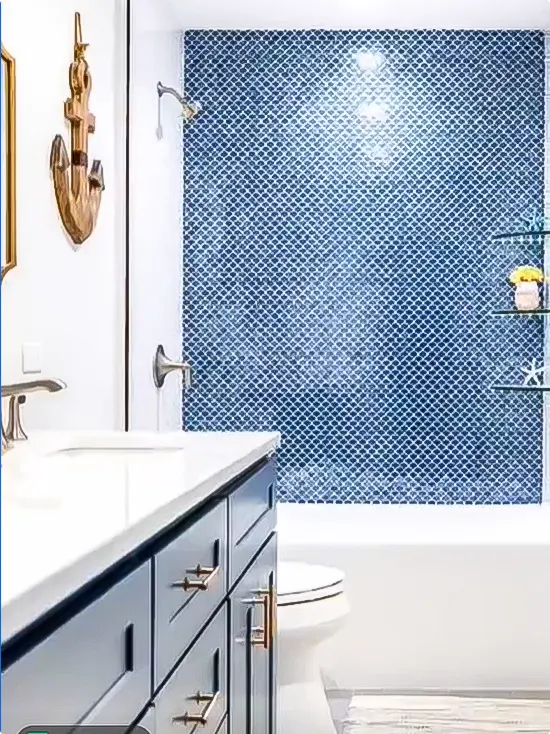 Navy Shower Tile Ideas