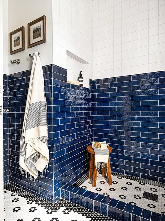 Navy Shower Tile Ideas