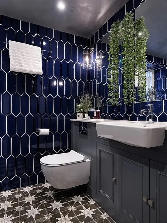 Navy Shower Tile Ideas